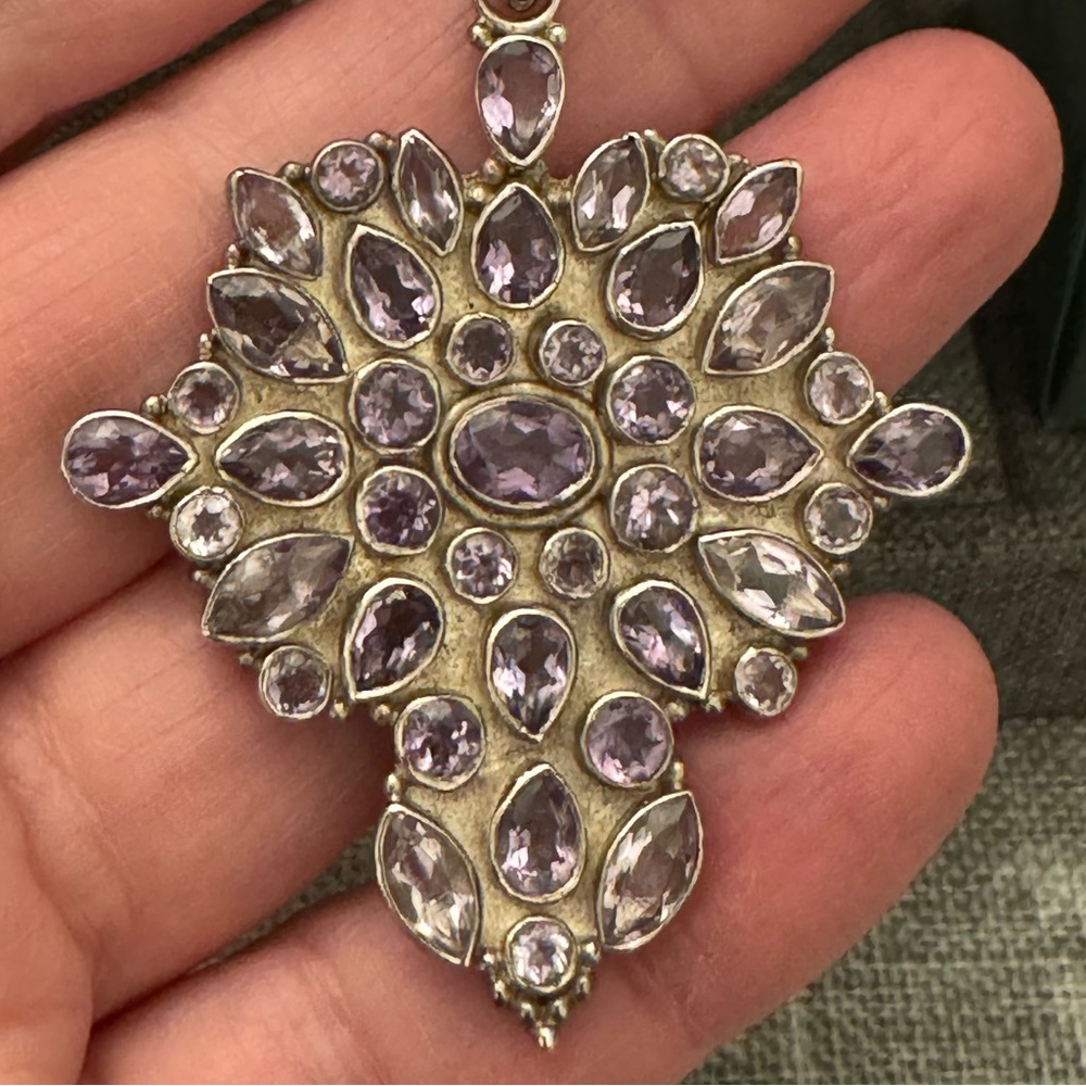 Amethyst Spinal Statement Pendant Sterling Silver - Picture 4 of 15